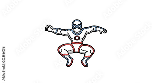 Tableau sur toile Superhero character in action pose, comic style, white background