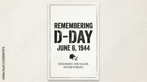 Commemorative poster honoring the historic military anniversary of D-Day invasion
