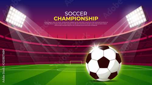 Photos A vector background of a soccer championship stadium featuring bright floodlight