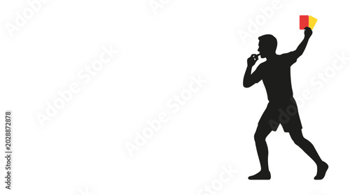 Soccer Referee Silhouette Holding Red and Yellow Cards
