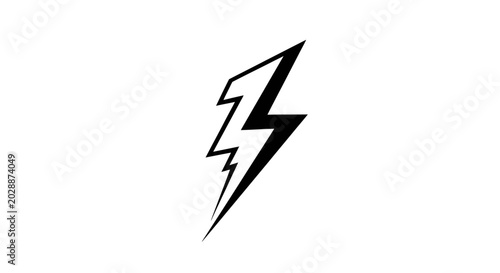 Dynamic black lightning bolt vector icon isolated on white, symbolizing electric power, speed, energy, and rapid delivery.