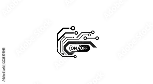 Abstract circuit board design with integrated ON/OFF switch icon, representing technology, power control, and digital functionality.