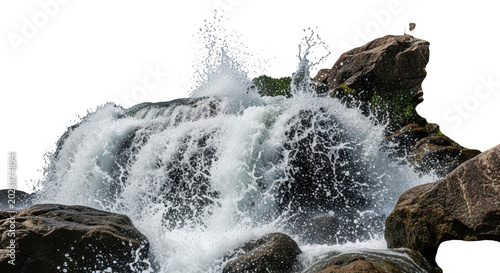 Waterfall cascading over rocks in nature isolated on transparent background png