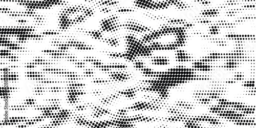 Abstract circle halftone gray dots gradient on white background, Curved twisted slanting design or waved lines pattern, Templates for business cards, brochures, posters, covers.