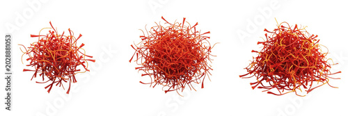 Schilderij op canvas Collection of Premium Red Saffron Threads Isolated on White Background, High-Qua
