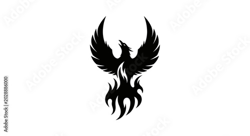 Photos Majestic Phoenix Rising from Flames Black Silhouette Illustration