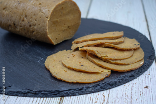 Seitan ham- meat alternative, plant based protein