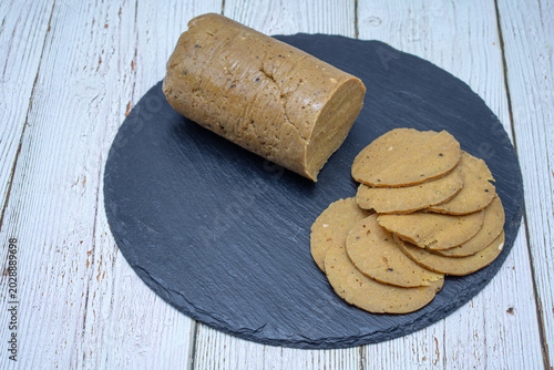 Seitan ham- meat alternative, plant based protein