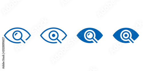 Fotografie Eye Search Icon with Magnifying Glass – Visibility, Inspection and UI Navigation