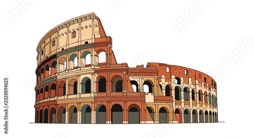Quadro su tela Colosseum Rome illustration, historical landmark, ancient amphitheater vector