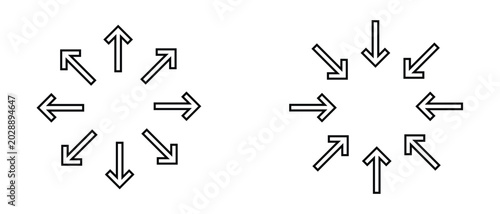 Inward Arrow Icon, Arrow pointing center inward arrow icon, Inward Pointing arrow icon, set of arrows Inward Arrow Icon,