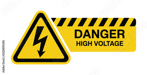 Εκτύπωση καμβά Danger High Voltage Sign: A clear warning symbol for hazardous electrical power