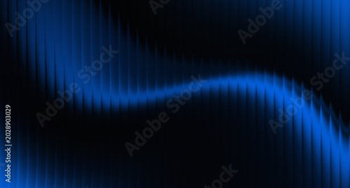 Bilde på lerret Blue and black with a pattern of soft curved lines that resembles the folds of silk or the wavy surface of metal