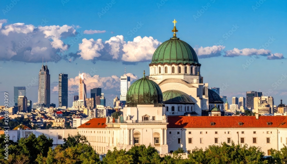 Fototapeta premium A panoramic vista of architectural grandeur and urban sprawl.