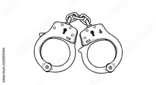Tablou pe pânză Handcuffs Illustration - Metal Restraints for Law Enforcement and Justice