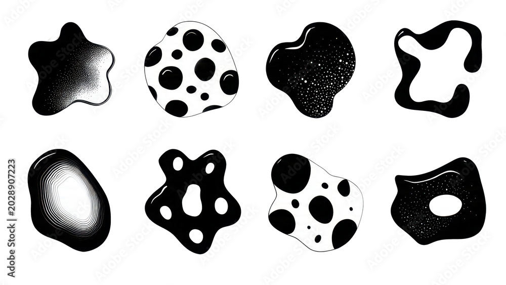 Fototapeta premium Abstract black and white organic shapes