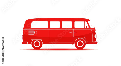 Schilderij op canvas Retro Red Camper Van Silhouette - Vintage Travel Vehicle Icon
