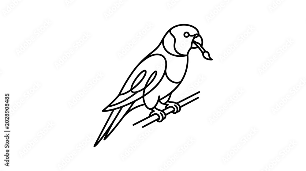 Fototapeta premium Parrot Holding Paintbrush