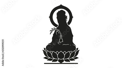 Photos Serene Buddha Silhouette on Lotus Flower, Enlightenment Symbol