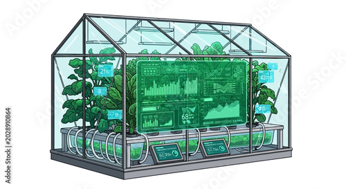 Tableau sur toile Smart Hydroponic Greenhouse Vector Illustration