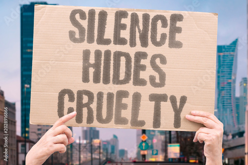 Bild auf Leinwand "Silence Hides Cruelty" Ignored harmful behavior often continues without meaningful intervention or review