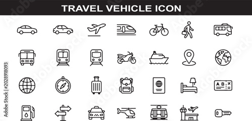Obraz na płótnie Travel vehicle icons set for navigation and transportation