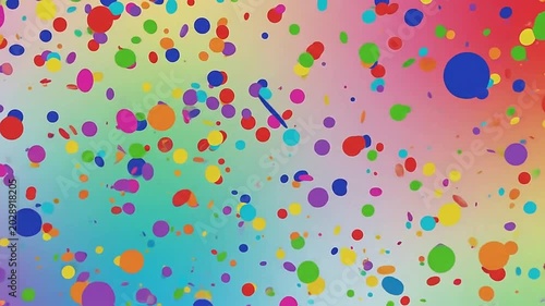 Colorful paper confetti falling against a soft gradient background