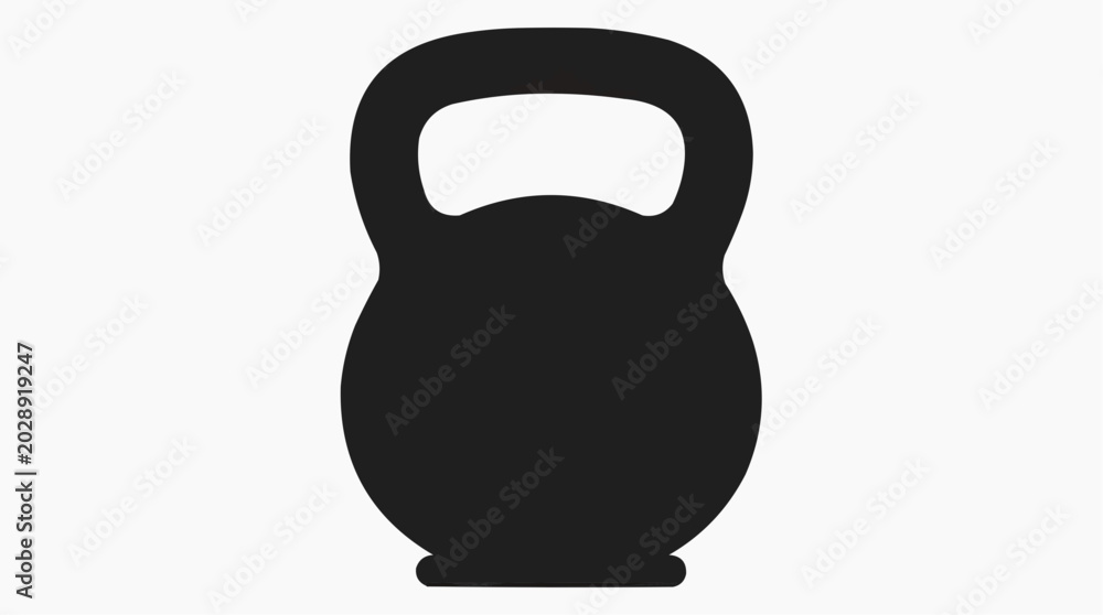 Fototapeta premium Kettlebell Silhouette: A stark black silhouette of a classic kettlebell, representing strength, fitness, and a rigorous workout.