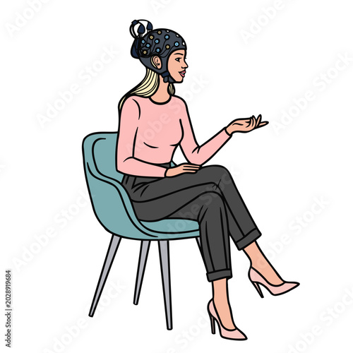 woman with an encephalogram cap