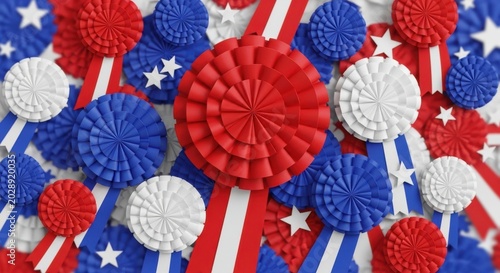 Red white and blue paper fans for july 4th celebration