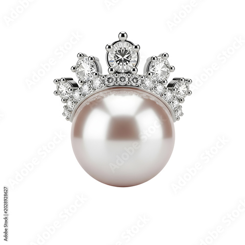 Large white pearl jewelry with diamonds.