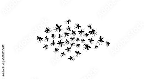 Schilderij op canvas Mosquito swarm represents a significant biological threat and nuisance that necessitates effective pest control measures to prevent the spread of diseases in residential and outdoor environments