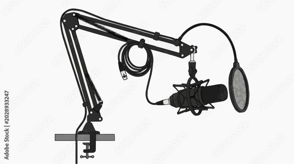 Fototapeta premium Studio Microphone with Boom Arm