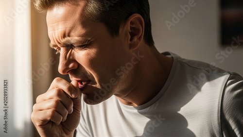 腰痛で腰を押さえる患者 整形外科と健康管理をイメージした医療コンセプト