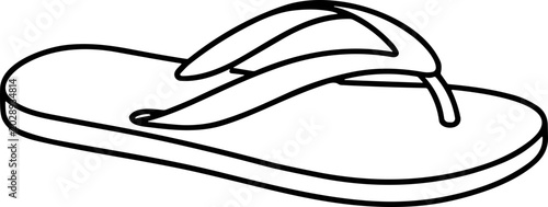 Simple outline drawing of a single flip-flop sandal, isolated on white background