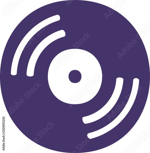 Foto Dark purple vinyl record icon, retro music disc symbol, gramophone lp album, ana