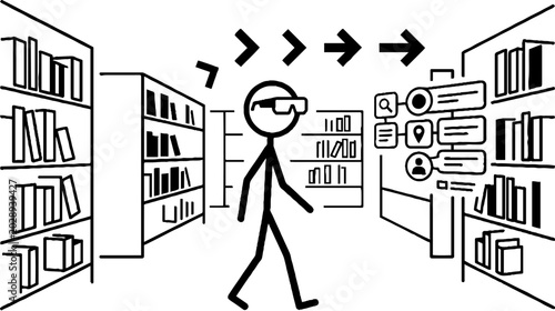 Augmented reality navigation in library with smart glasses