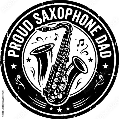 Jazz saxophone emblem for proud musical father