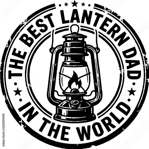 Vintage lantern dad circular badge design