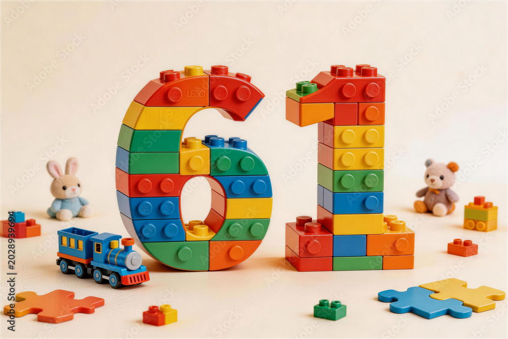 Obraz premium A building block world made of the number