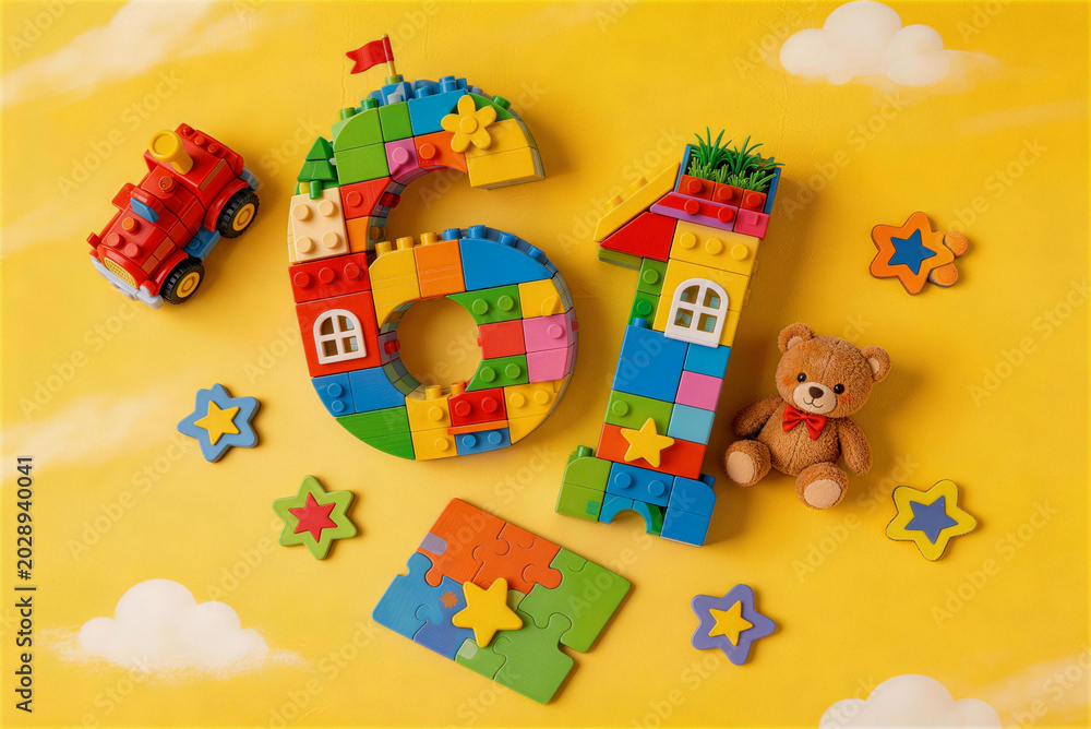 Obraz premium A building block world made of the number 
