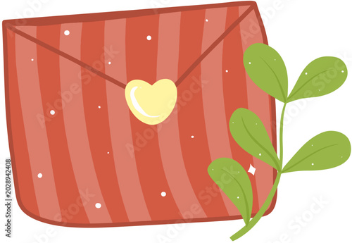 Quadro su tela Sunshine Love Letter Envelope with Leaves Vector Illustration