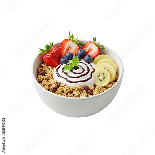 Fresh Fruit and Granola Breakfast Bowl.