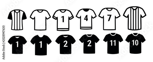 Photos football soccer sports jersey icon design vector silhouette in isolated white ba