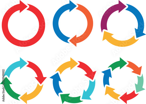 Photography Colorful circle arrow pie chart set