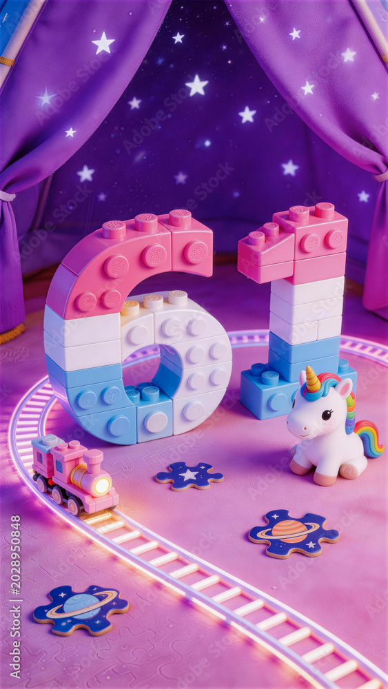 Obraz premium A building block world made of the number