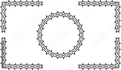 Sharp barbed wire frame collection for dangerous protective theme layouts.