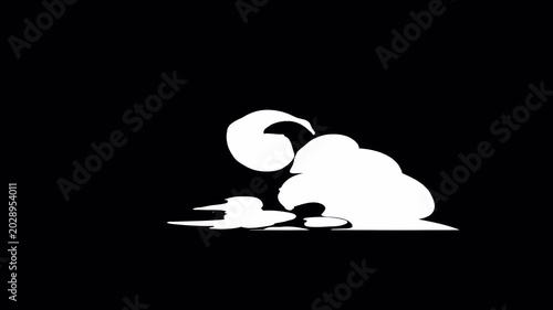 Realistic cartoon smoke puff and white dust cloud explosion on transparent background