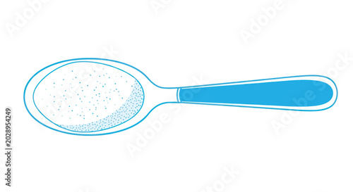 Foto Teaspoon with sugar crystals, simple illustration, white background