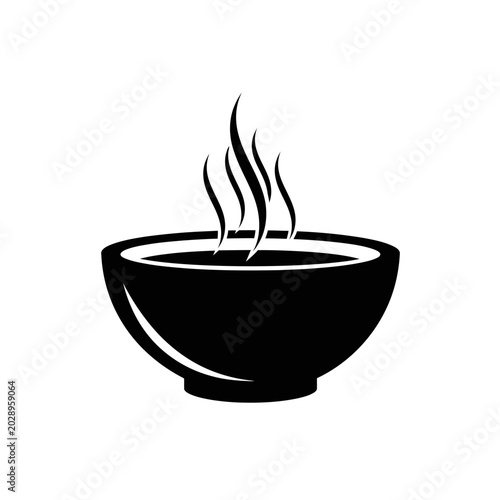 Steaming Bowl of Hot Soup Icon - Vector Illustration
